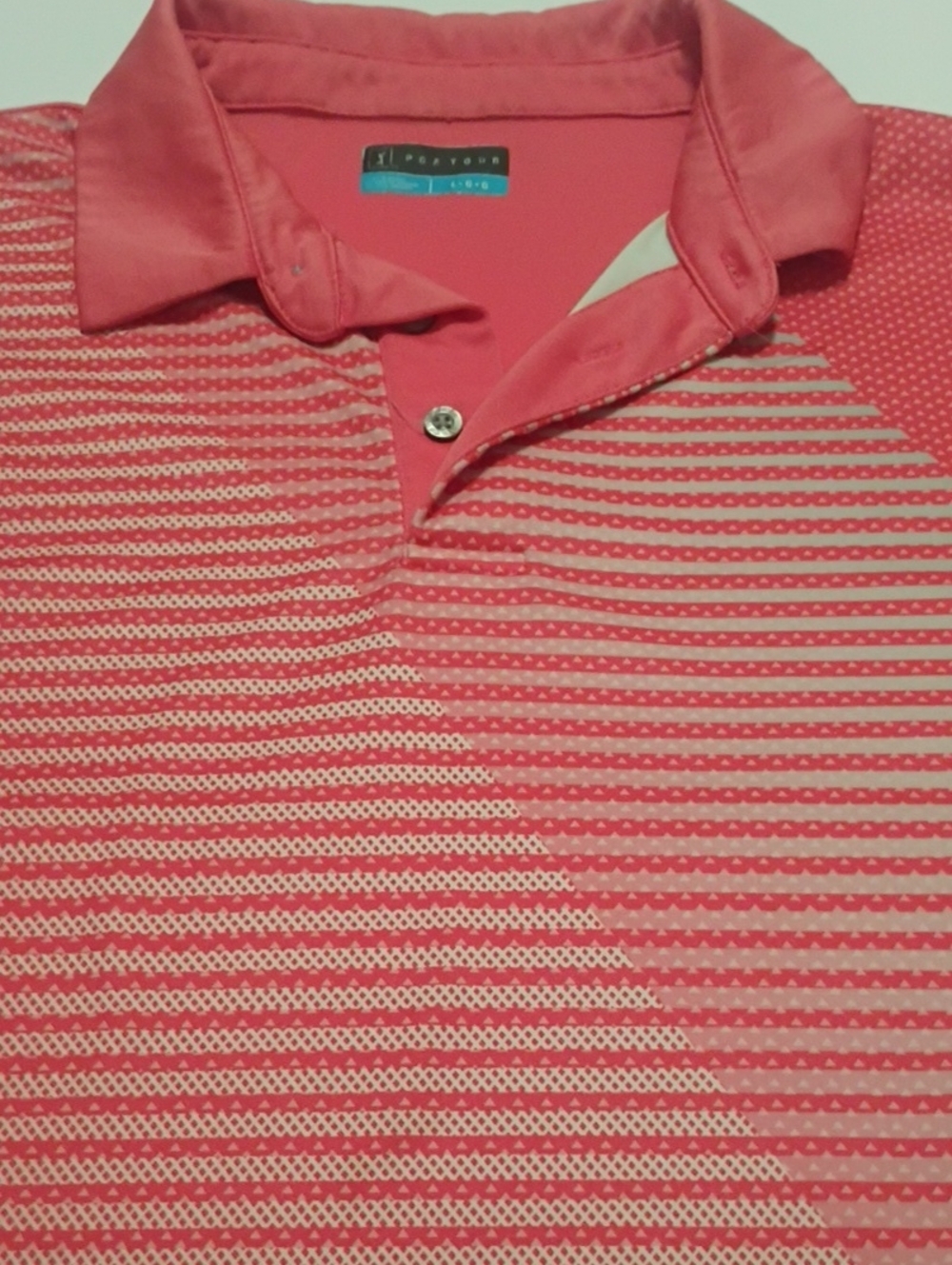 PGA Tour Men's Coral Striped Polo Shirt Short Sleeves